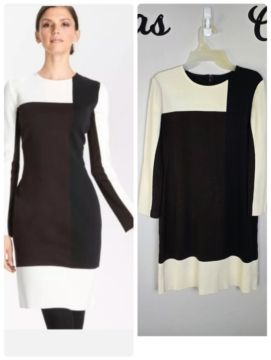 St. John Dresses & Skirts - St John Wool blend brown black and white color block sheath dress size 8